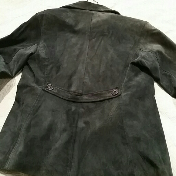 Vintage Blue/grey suede leather 3 button jacket - Picture 5 of 6
